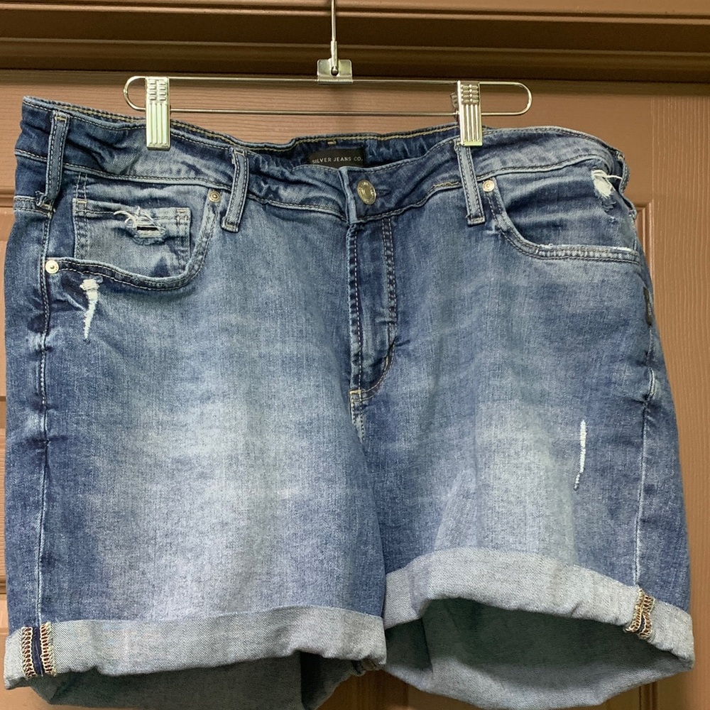 Silver Jeans Light Blue Distressed Denim Shorts